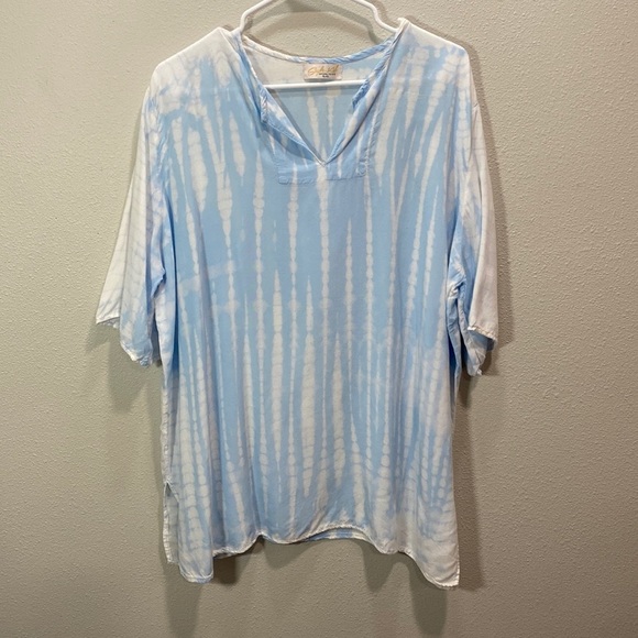 Style Kik natural tie‎ dye swim coverup light top - Picture 1 of 9